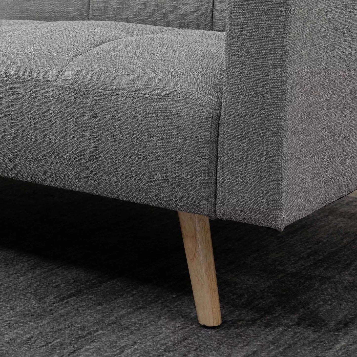 2 in 1 miegamasis sofos 205 x 88 cm Sofa su lovos funkcija, sofa su sėdimojo pagalvėle, lino išvaizda Pilka