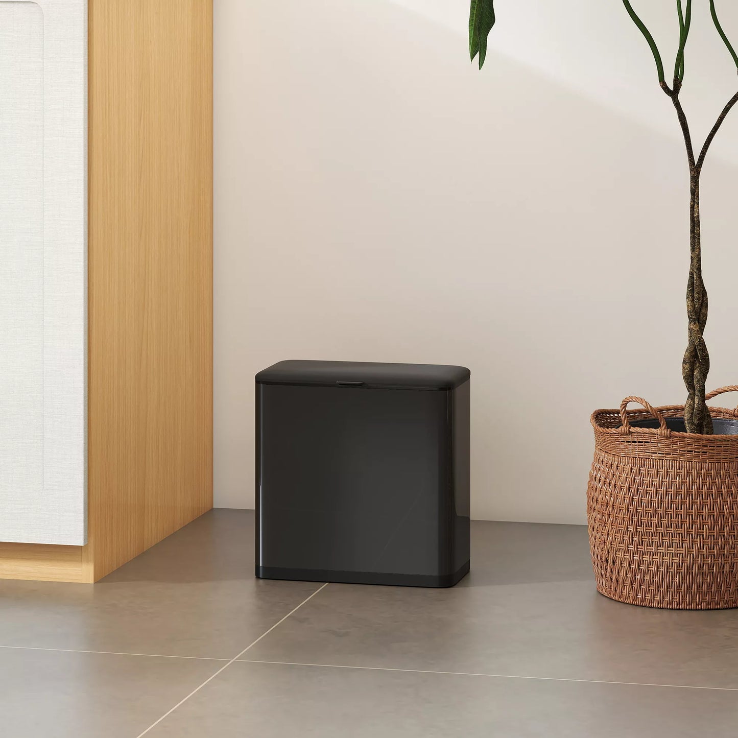 8 l šiukšliadėžė, stovinti arba kabinama, nerūdijantis plienas, juoda