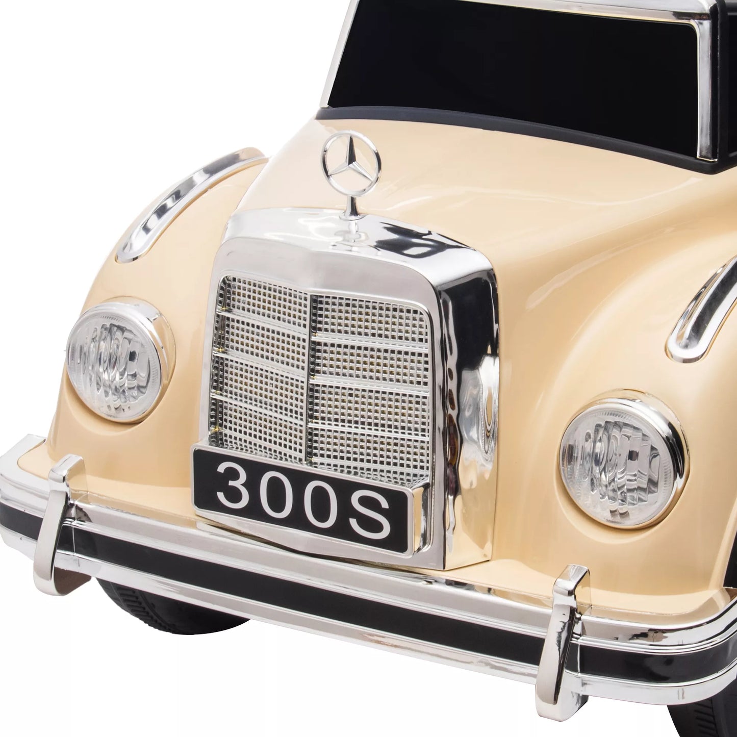 Vaikiškas automobilis stumdukas, „Mercedes Benz 300 S“ dizaino, smėlio spalvos