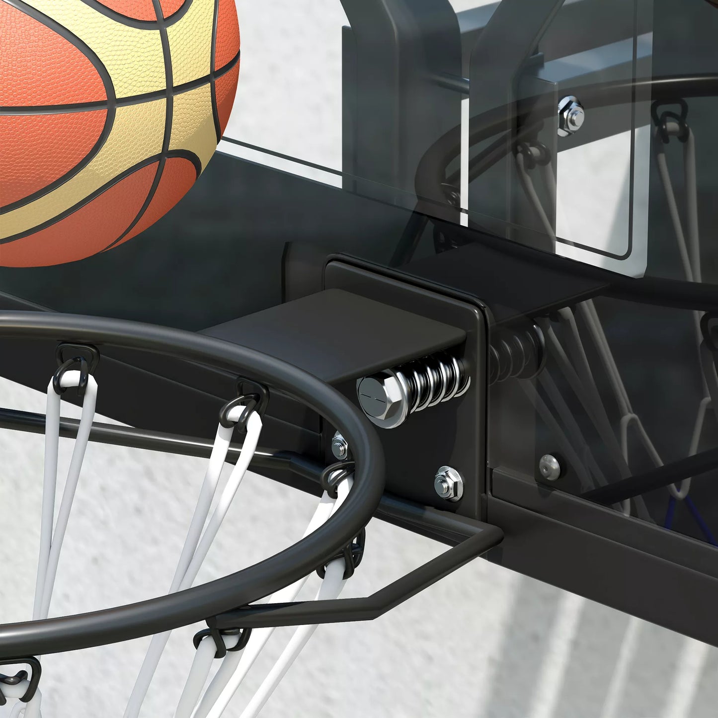 Sieninis krepšinio lankas, atsparus plyšimui tinklas, atsparus oro sąlygoms, patvarus, skirtas naudoti viduje ir lauke, juodas