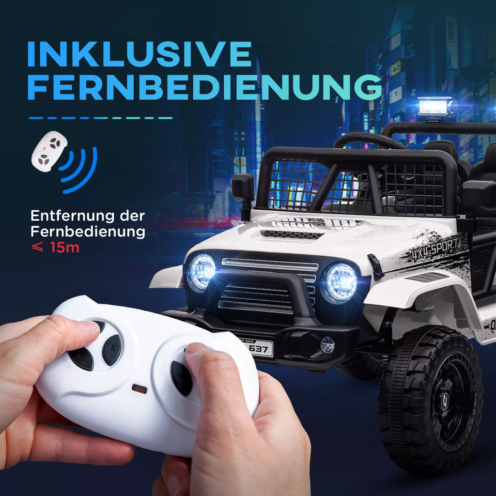 Vaikiškas elektromobilis 3–6 metų vaikams, 12V, baltas