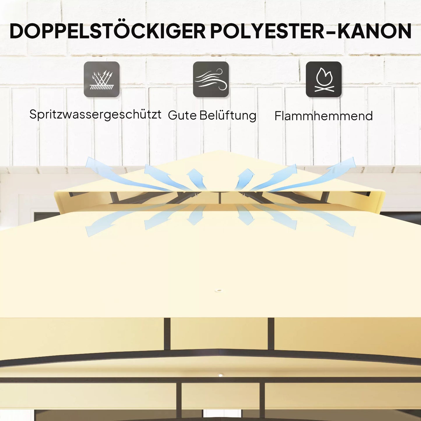 Grill paviljonas su LED 240 x 150 x 258 cm, atsparus vandeniui, ugniai atsparus Sodo paviljonas su dvigubu stogu