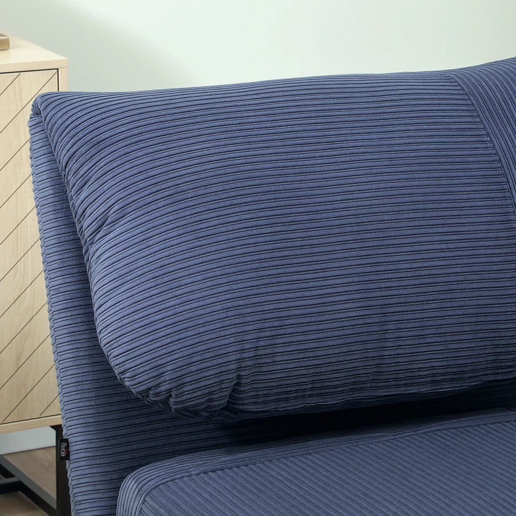 2 viename miegamoji sofa-kėdė svečio lova, reguliuojama galvos atrama, kordilokos išvaizda, 82 cm x 87 cm x 89 cm, mėlyna