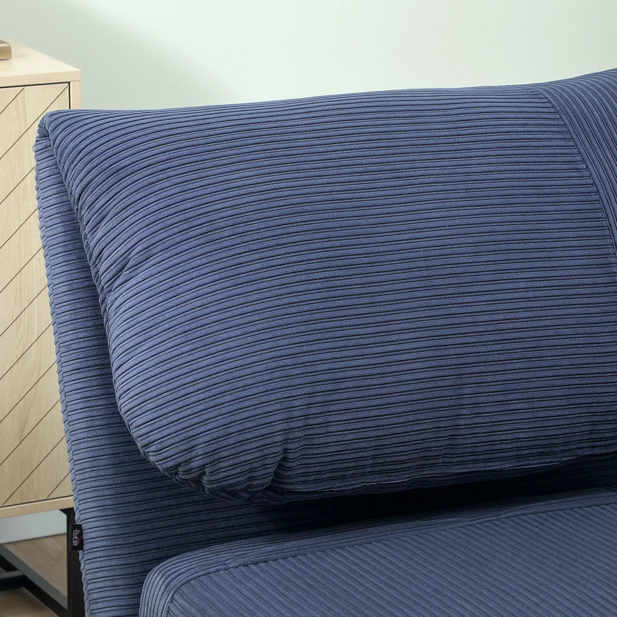 2 viename miegamoji sofa-kėdė svečio lova, reguliuojama galvos atrama, kordilokos išvaizda, 82 cm x 87 cm x 89 cm, mėlyna