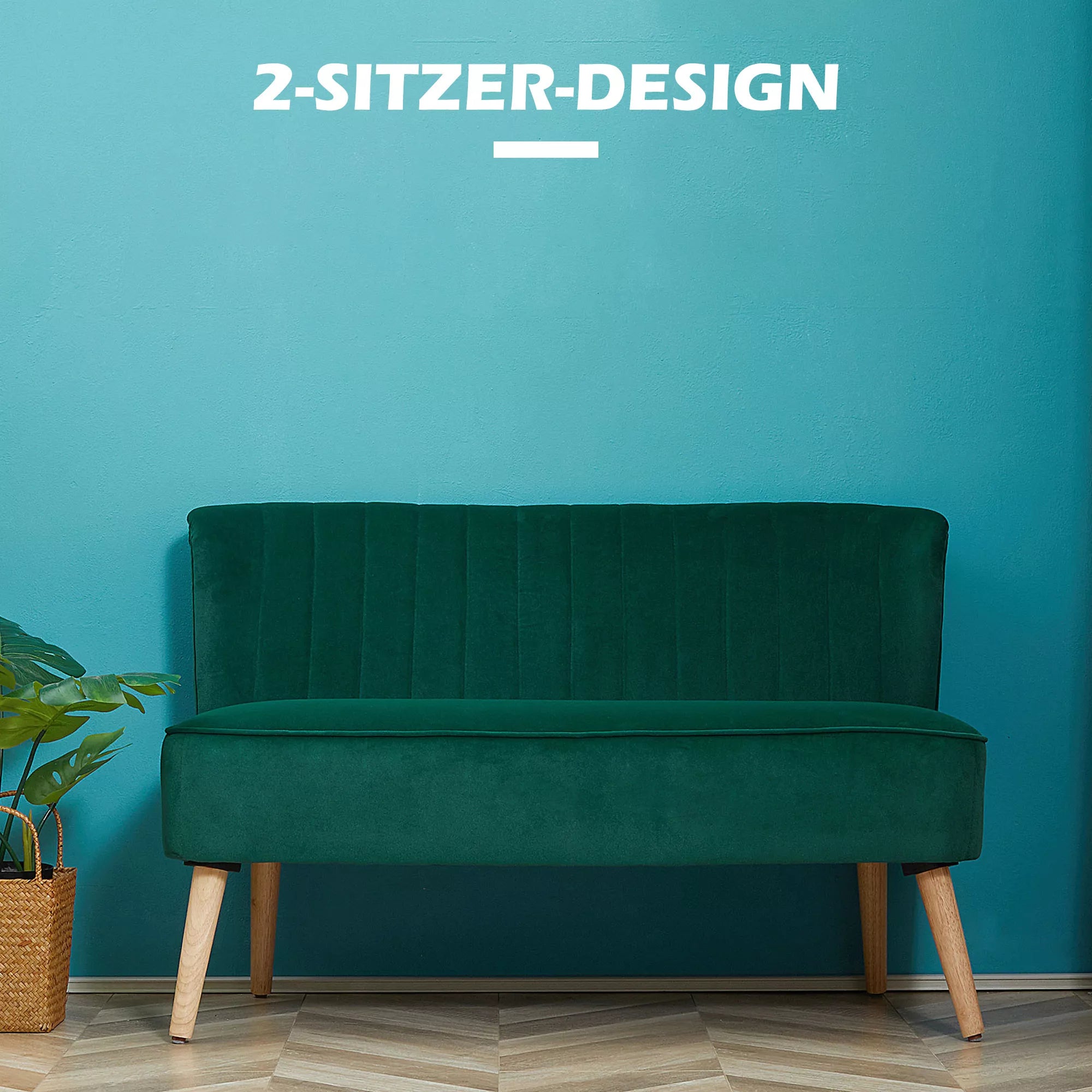 2 vietų sofa, mažas dvivietis fotelis su aksomo išvaizda, moderni minkšta sofa svetainei, miegamajam, mažam kambariui, tamsiai žalia 117 x 56,5 x 77 cm
