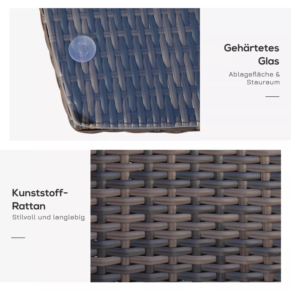 Polirangos lauko baldų komplektas, poilsio zonos balkono baldai 2 asmenims, 3 dalių sėdimoji grupė, 2 kėdės, stalas, sėdimosios pagalvėlės, sodo poilsio zona sodui, terasai, balkonui, ruda