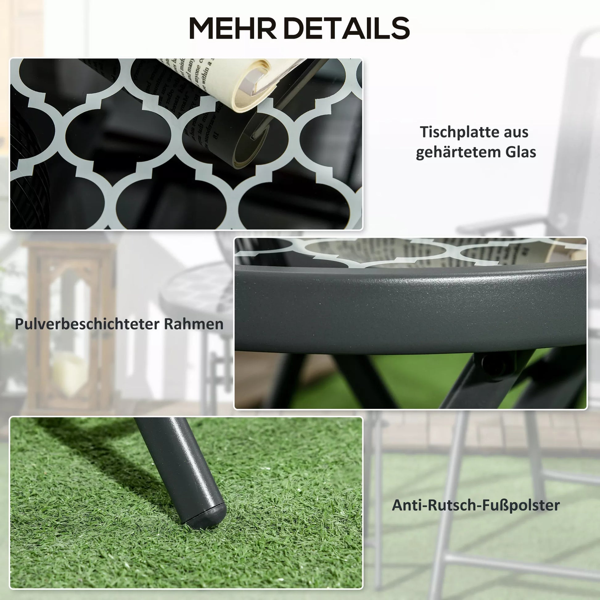 Sodo stalas Sulankstomas stalas Sodo sulankstomas stalas, apvalus, atsparus atmosferos poveikiui, sulankstomas,  Ø45 x 50 cm, juodas