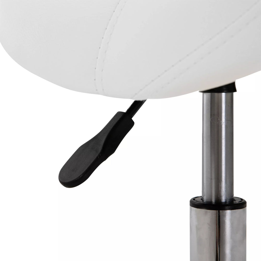 Kėdė balnas su ratukais, reguliuojamas aukštis 49–61 cm, balta