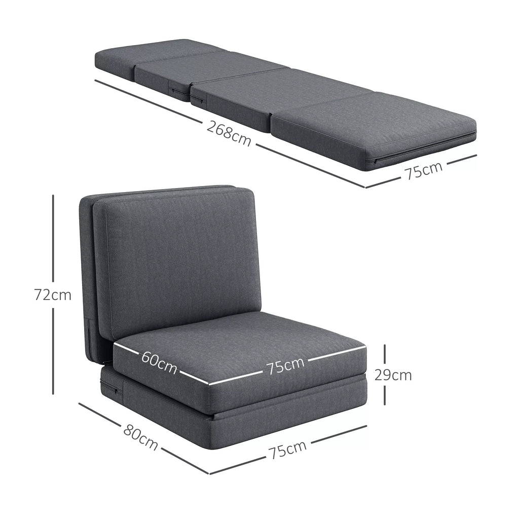 Sofa-lova ant grindų transformuojama, 268 cm, tamsiai pilka