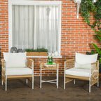 3 dalių bistro komplektas Sodo baldų komplektas Sodo baldų komplektas, PE rotangas, 72 cm x 66 cm x 64 cm, geltonas + kreminis