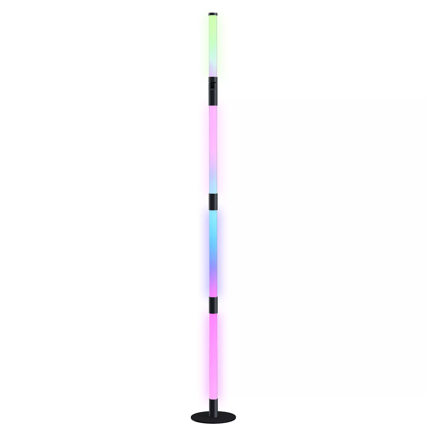 LED grindinis šviestuvas, stovimas su nuotolinio valdymo pulteliu, įvairiomis spalvomis, laikmačiu, programėle, muzikos sinchronizacija, tamsiai pilkas