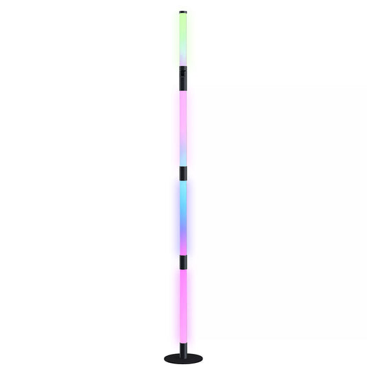 LED grindinis šviestuvas, stovimas su nuotolinio valdymo pulteliu, įvairiomis spalvomis, laikmačiu, programėle, muzikos sinchronizacija, tamsiai pilkas