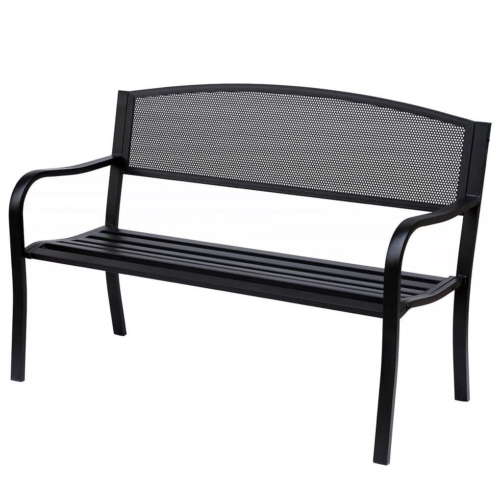 Sodo suolas Suolas Parko suolas 2 vietų Sodo plieninis Juodas P127 x G60 x A87 cm