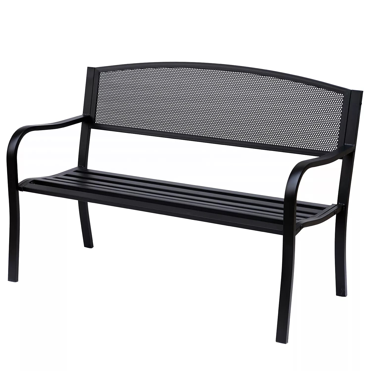 Sodo suolas Suolas Parko suolas 2 vietų Sodo plieninis Juodas P127 x G60 x A87 cm