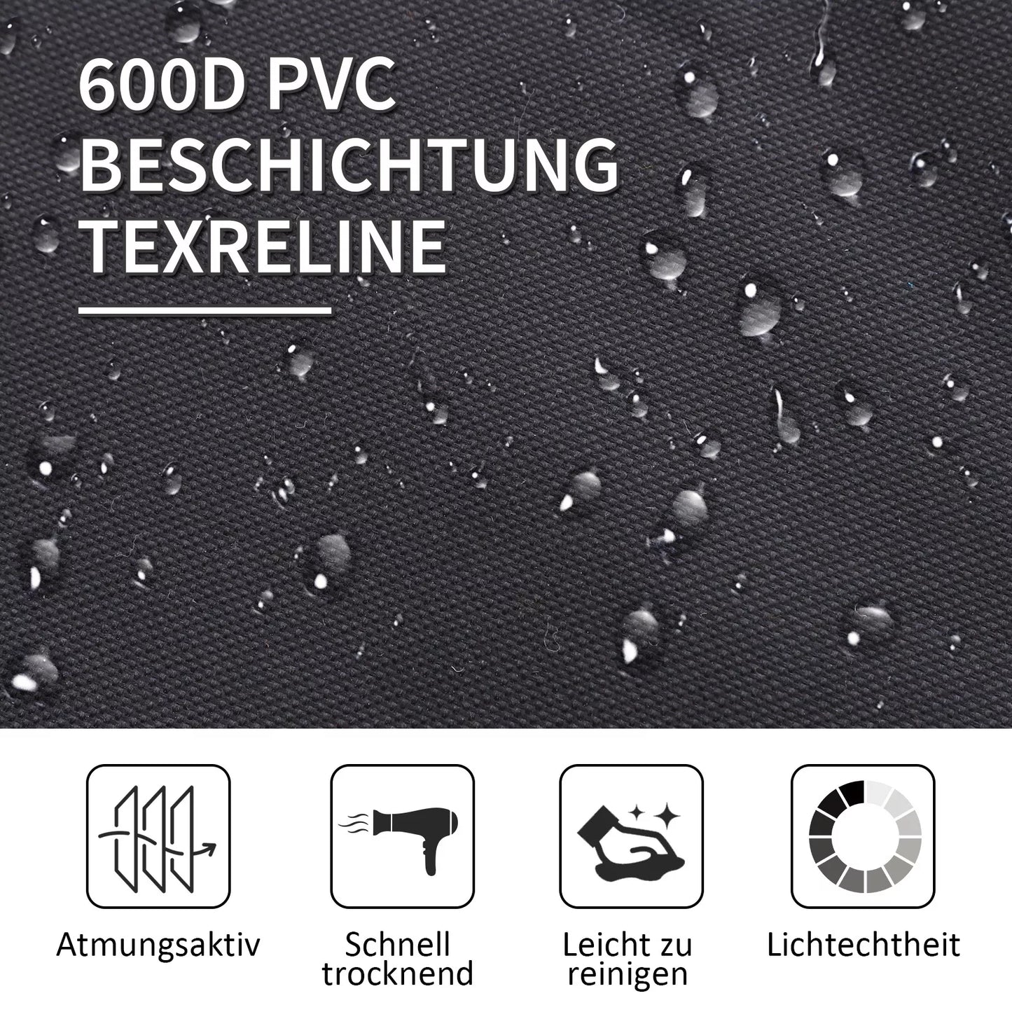 Lauko lova, stovyklos lova, sulankstoma, atspari oro sąlygoms, su nešiojimo krepšiu, 190 x 68 x 52 cm, juoda