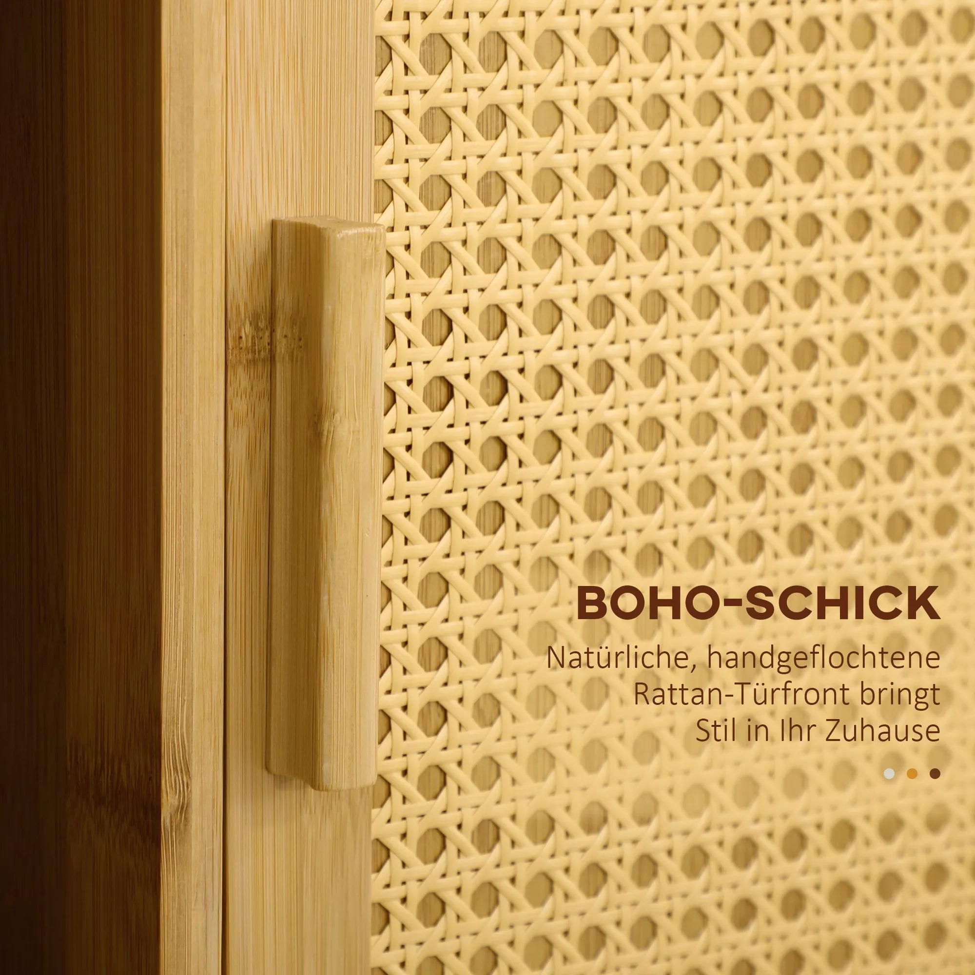 Vežimėlio boho ratango durelių detalė