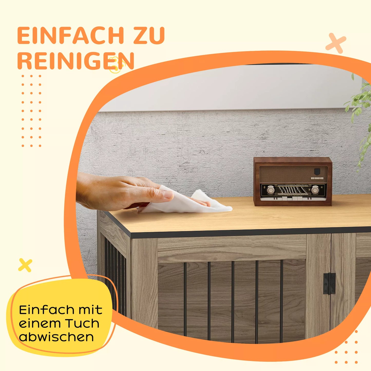 Šunų dėžė, naminių gyvūnų dėžė dideliems šunims, šunų būda, vidaus, 106 x 60 x 76 cm, ąžuolas