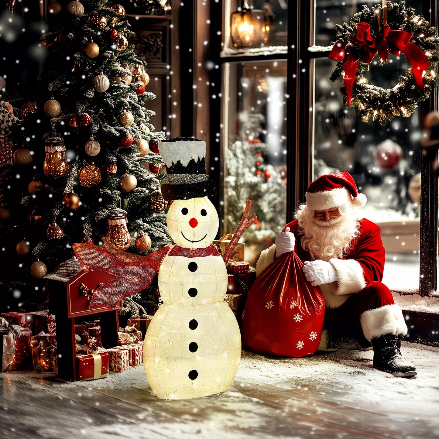 78 LED Kalėdinė dekoracija, Besmegenis, šiltai balta, plieninis rėmas, vidaus ir lauko, daugiaspalvis