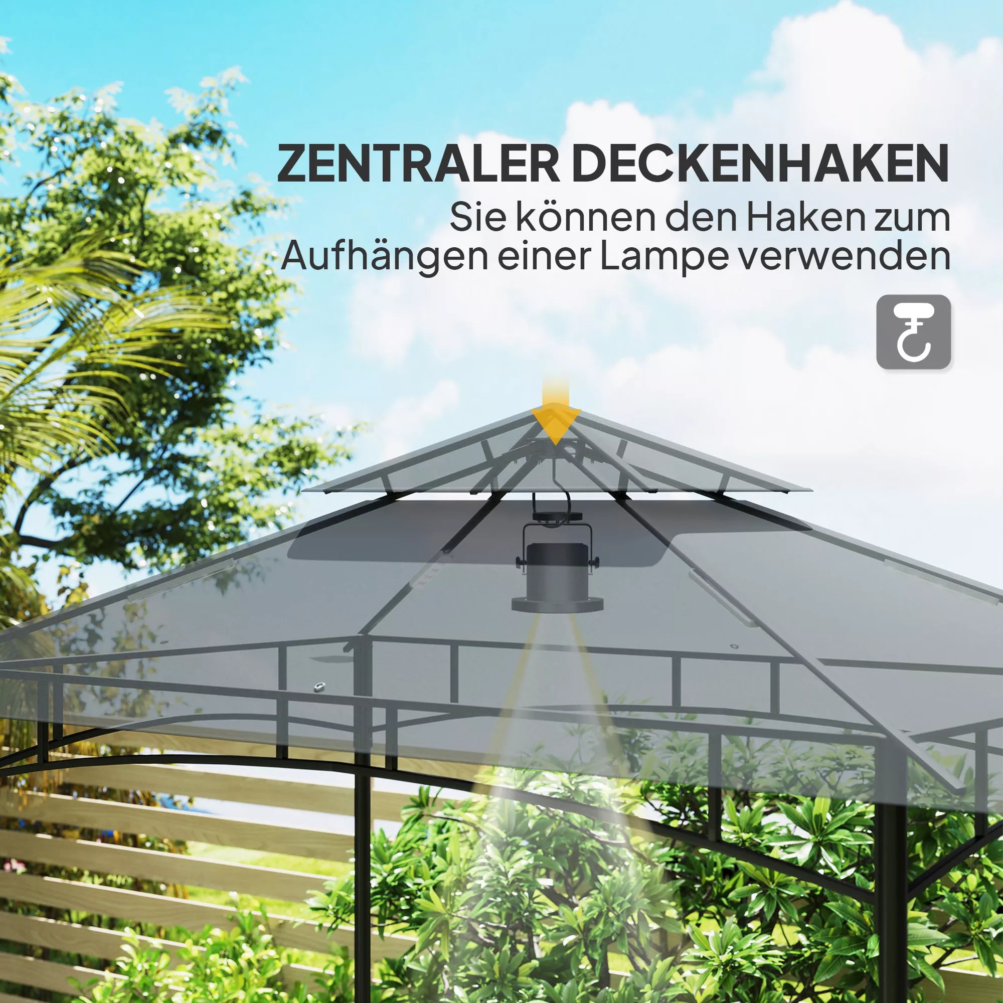 Grill paviljonas su LED 240 x 150 x 258 cm, atsparus vandeniui, ugniai atsparus Sodo paviljonas su dvigubu stogu