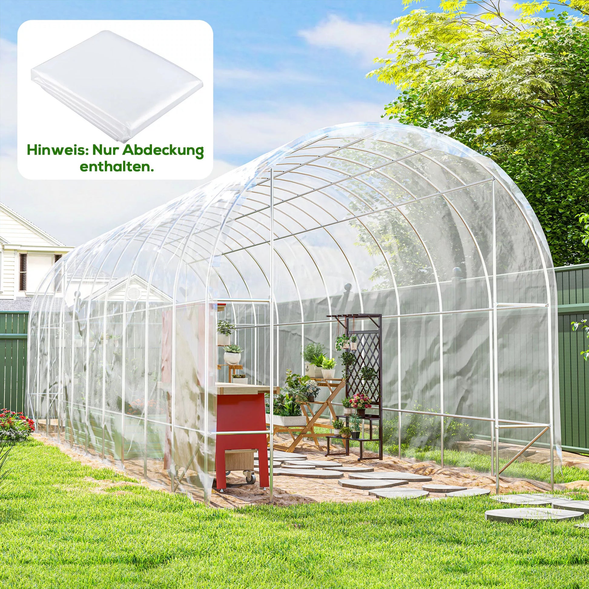 Šiltnamio danga iš plastiko, augalų dengimo plėvelė, atspari UV spinduliams, atspari vandeniui, 8 x 10 m