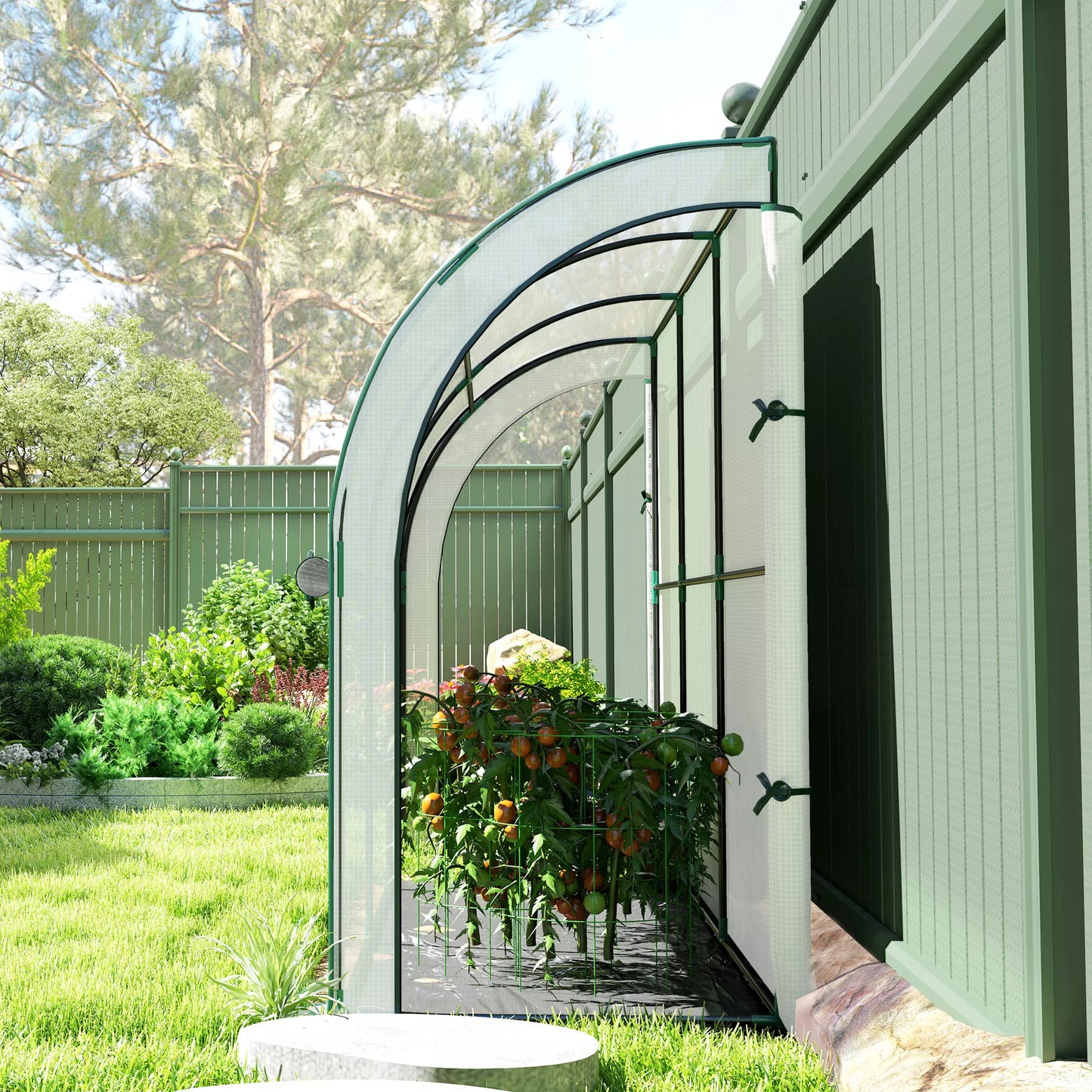 Sieninis šiltnamis, prieinamas augalų namelis, plastikinė danga, 300 x 80 x 157 cm, baltas