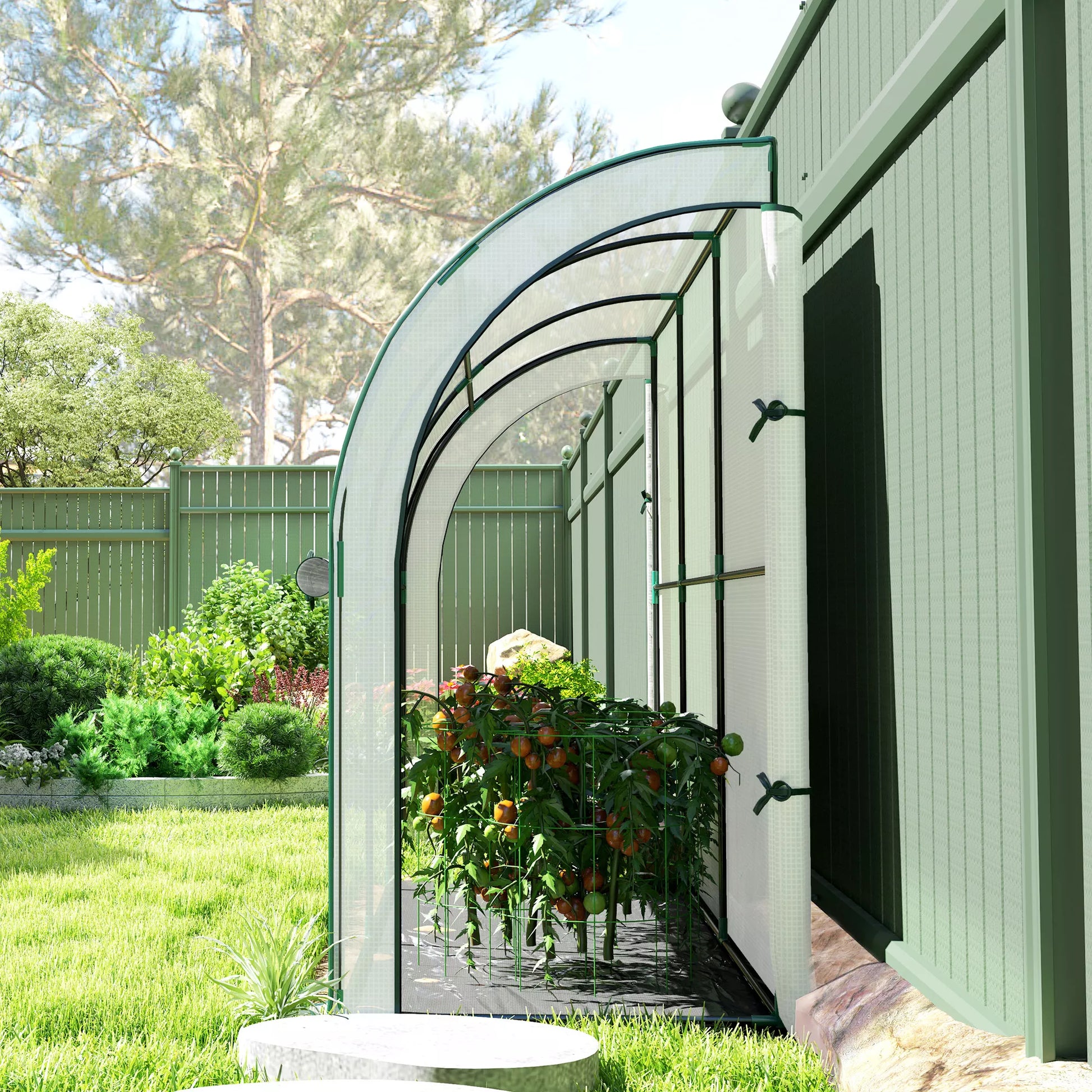 Sieninis šiltnamis, prieinamas augalų namelis, plastikinė danga, 300 x 80 x 157 cm, baltas