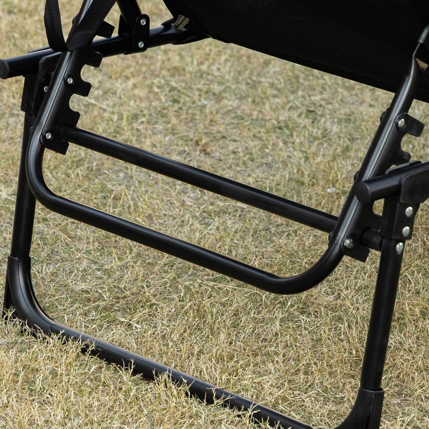 Gultas, sulankstomas gultas su pagalve kaklui, plieninis rėmas, tinklinis audinys, 120 kg apkrova, juodas