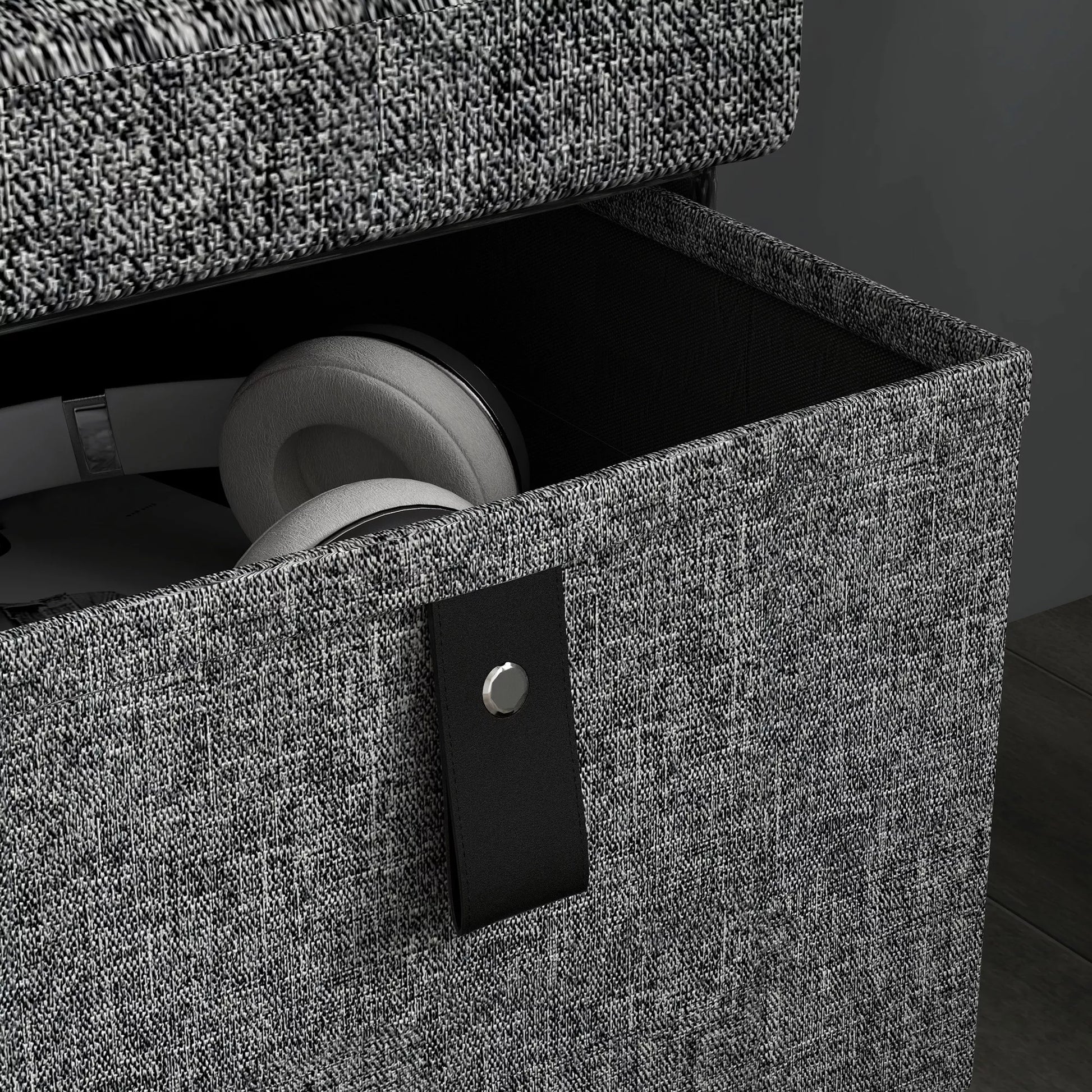 Paminkštinta batų suoliukų spintelė, 6 skyriai avalynei, MDF rėmas, lininės išvaizdos, pilka