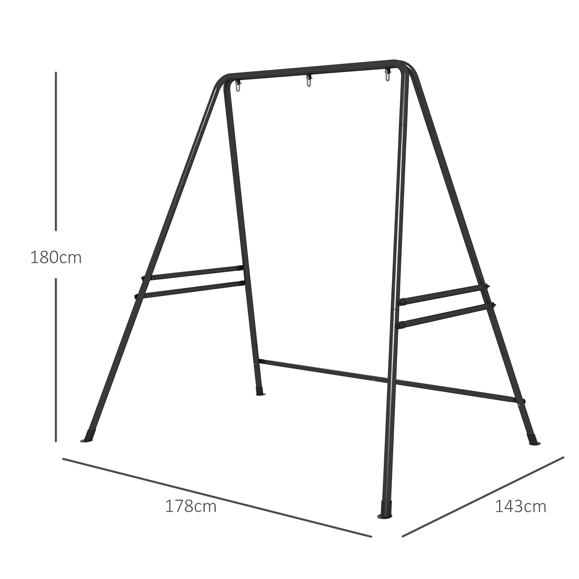 Sūpuoklės rėmas, tvirtas ir atsparus oro sąlygoms, viduje ir lauke, iki 150 kg, plienas, 178 x 143 x 180 cm, juodas