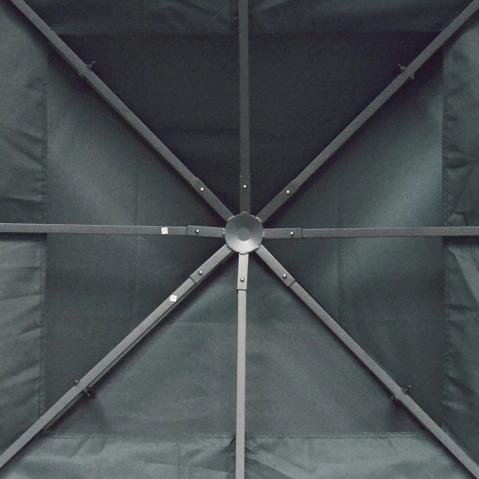 Pavilion 3 x 3 m atsarginis stogas, vandeniui atsparus paviljono stogas su dvigubu stogu, drenažo angomis, atsarginis dangtis Atsarginės dalys sodo paviljonui Sodo palapinė Anglies pilkos spalvos