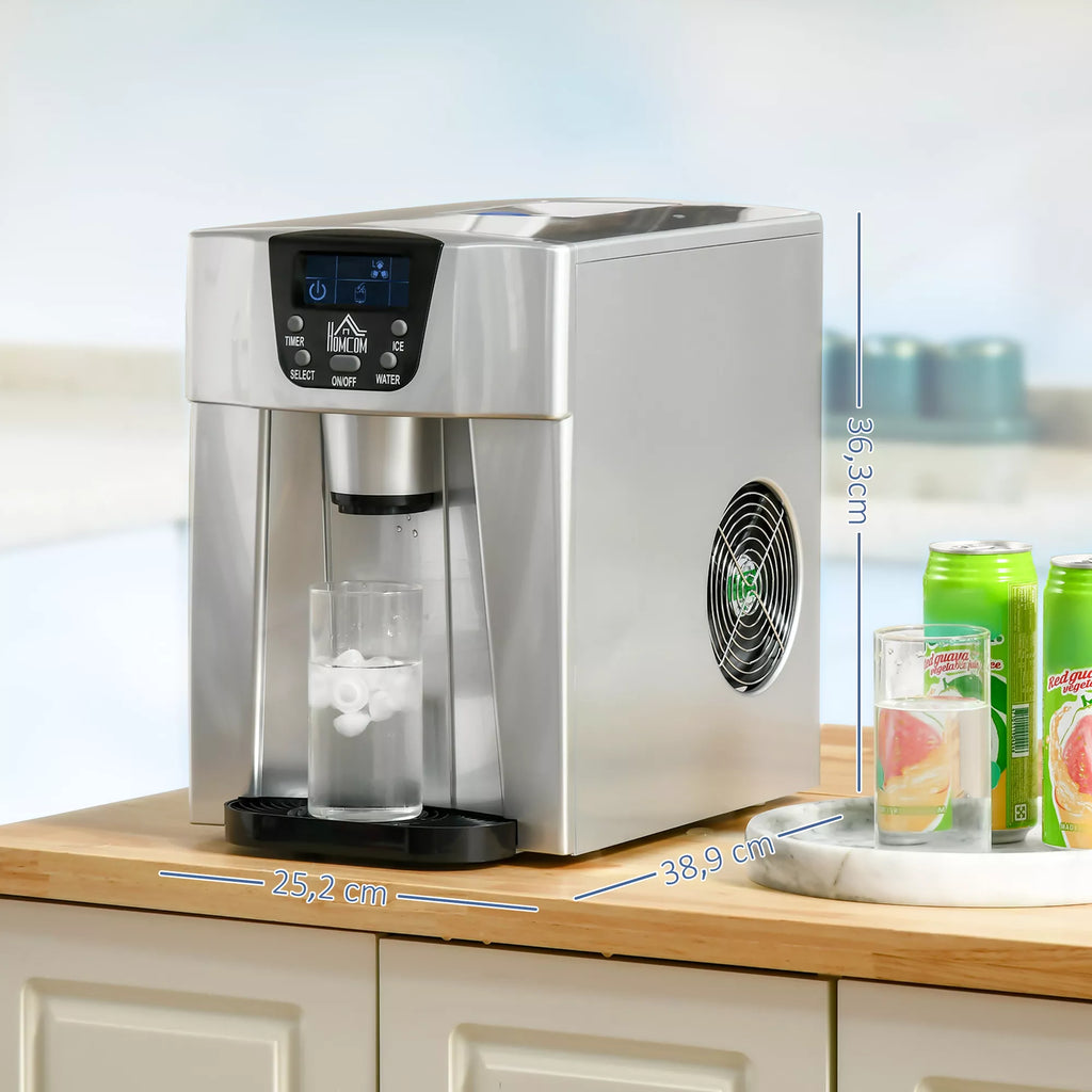 Gaminimo aparatas ledo kubeliams Ice-Maker, laikmačio funkcija, 1,2 L vandens bakas, sidabrinis