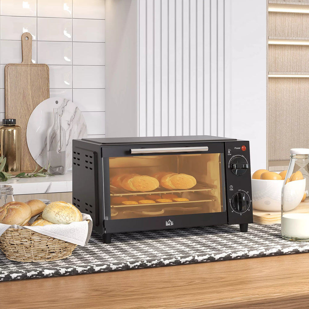 Elektrinė mini orkaitė 9 l su temperatūros ir laiko reguliavimu, juoda