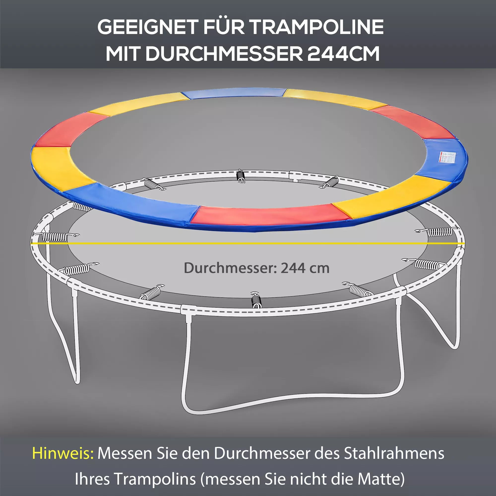 Schema su krašto tinkamumu 244 cm skersmens batutui