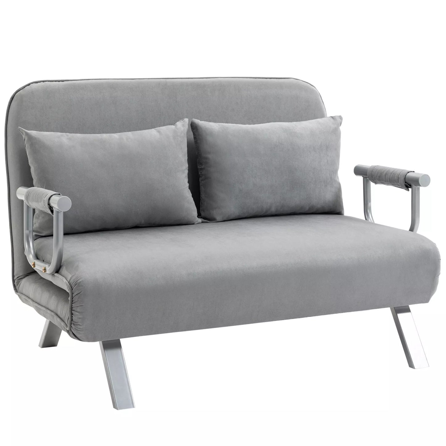 Miegamoji sofa, dvigulė sofa, sofa svečiams, su 2 pagalvėlėmis, pilka