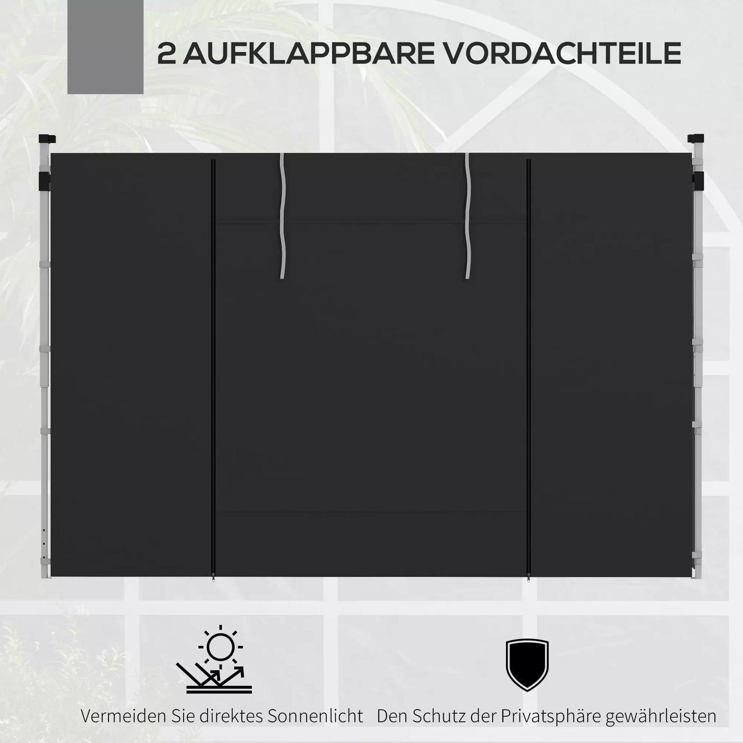Šoninės sienos 3 x 3/ 3 x 6 m paviljonui, šoninės tentinės su langais, durimis, atsarginės sienos šventiniam palapinei, Oxford audinys, juodos spalvos