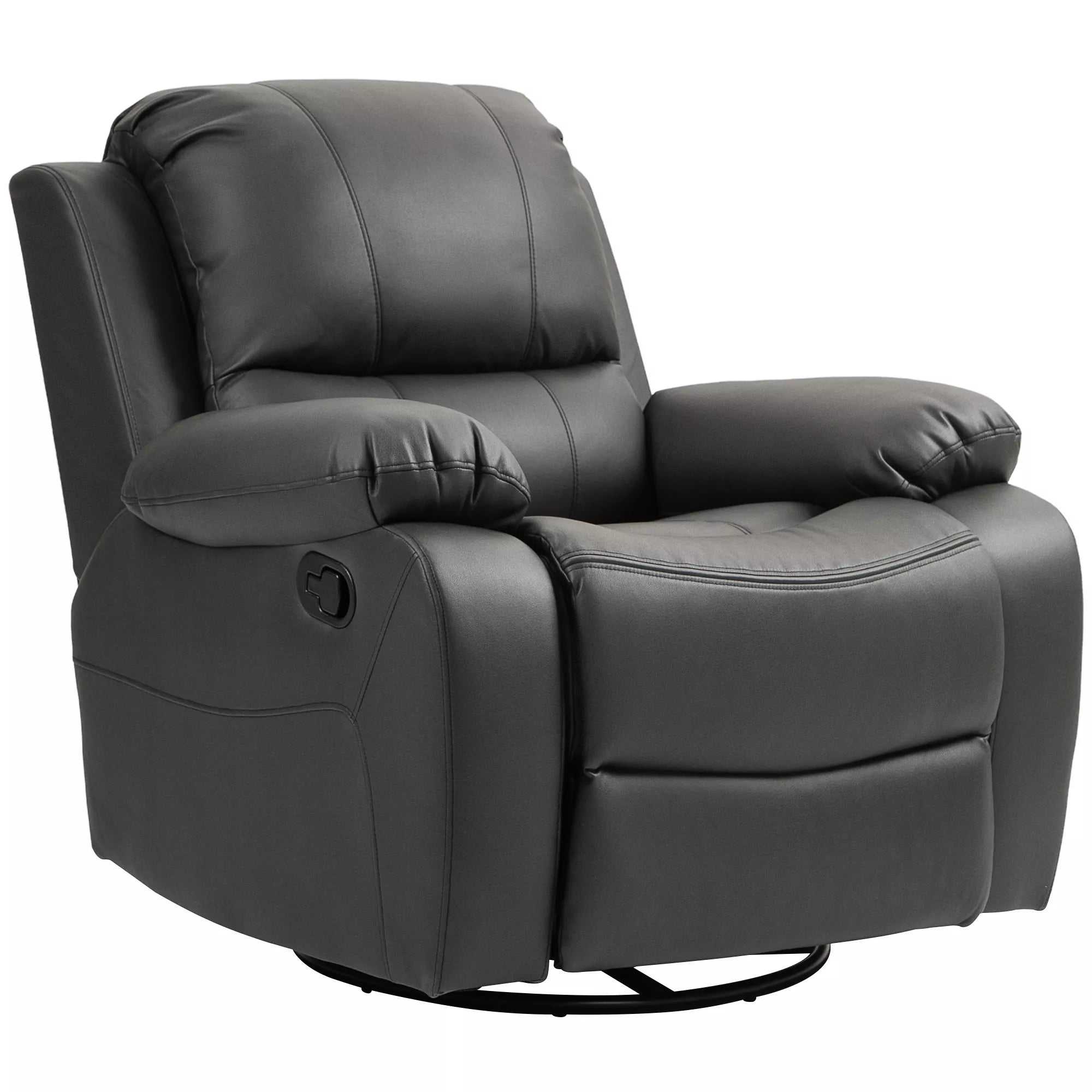 Atpalaiduojantis fotelis, reguliuojamas atlošas ir kojų atrama, sukiojamas, iki 150 kg, plieninis rėmas, 93x100x98 cm, juodas