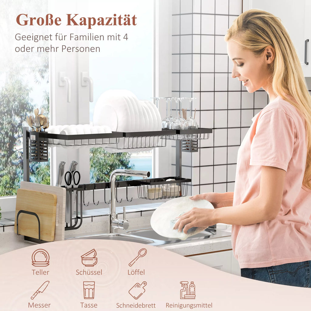 Indų krepšelis, modulinis metalinis indų laikiklis, atlaiko iki 23 kg svorį, juodos spalvos