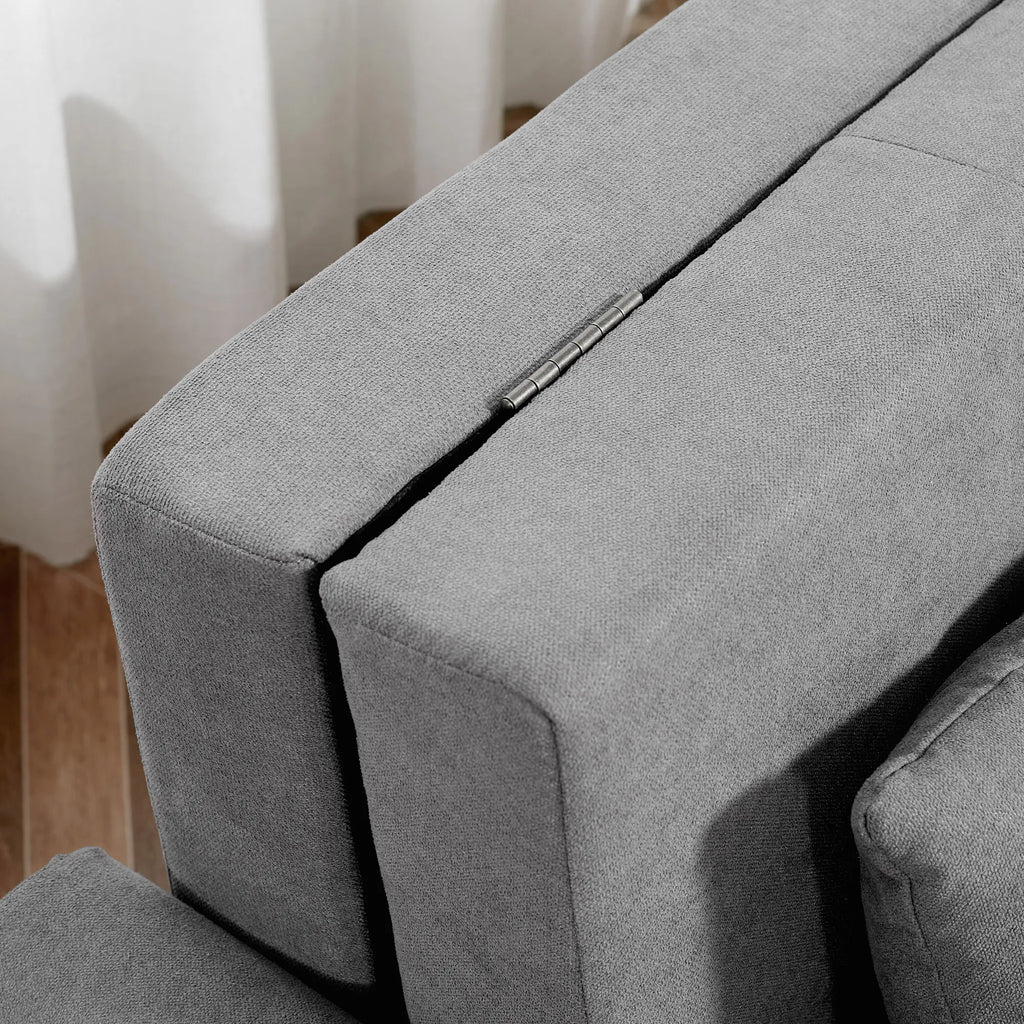 Miegamoji sofa, 2 vietų sofa, iki 200 kg, su paslėpta daiktadėže, polikotonas, pilka