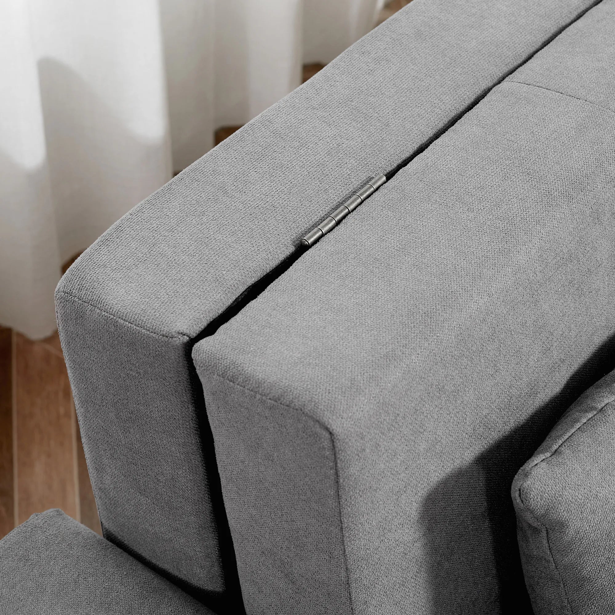 Miegamoji sofa, 2 vietų sofa, iki 200 kg, su paslėpta daiktadėže, polikotonas, pilka