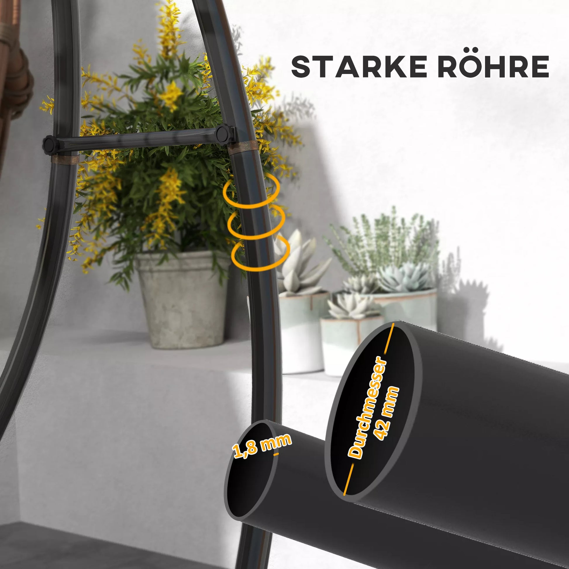 C formos pakabinamojo kėdės stovas Metalinis stovas su pagrindu pakabinamajai kėdėms iki 150 kg Juodas