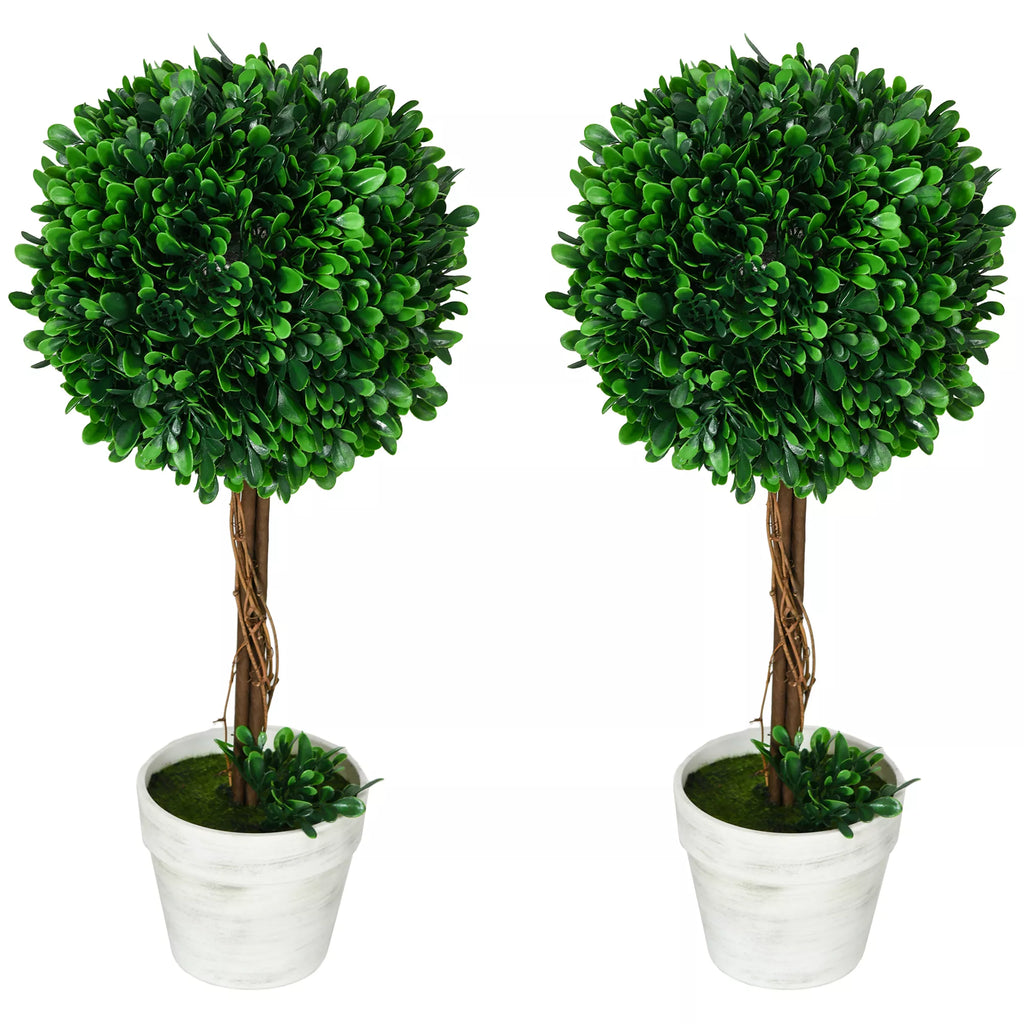 Dirbtinis buksmedis kugelės formos, 2 vnt., 60 cm, žalias