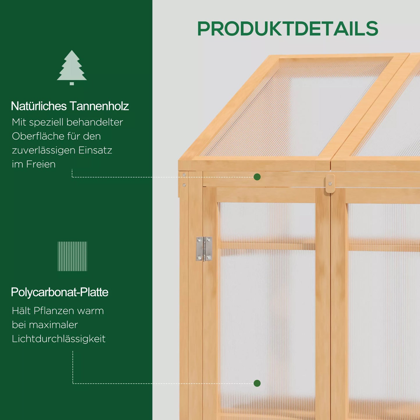 Mini šiltnamis, mažas šiltnamis su mediniu rėmu, langu ir dvigubomis durimis, 3 lentynos, 70L x 50B x 120H cm, rudas