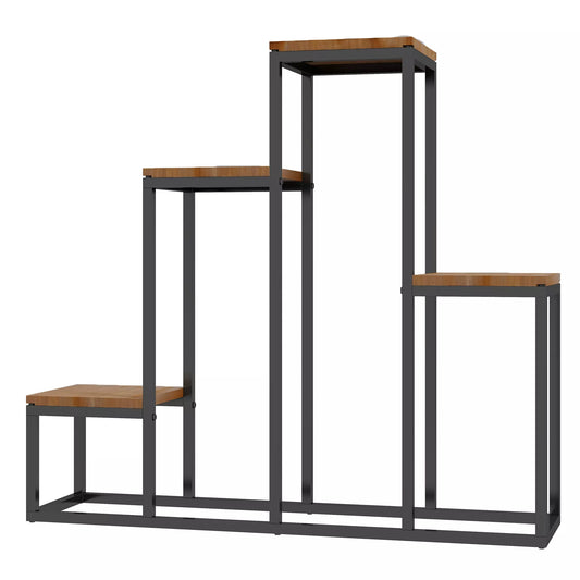 Gėlių lentyna, 4 pakopos, skirta naudoti viduje ir lauke, metalinis rėmas, 80 x 20 x 74 cm