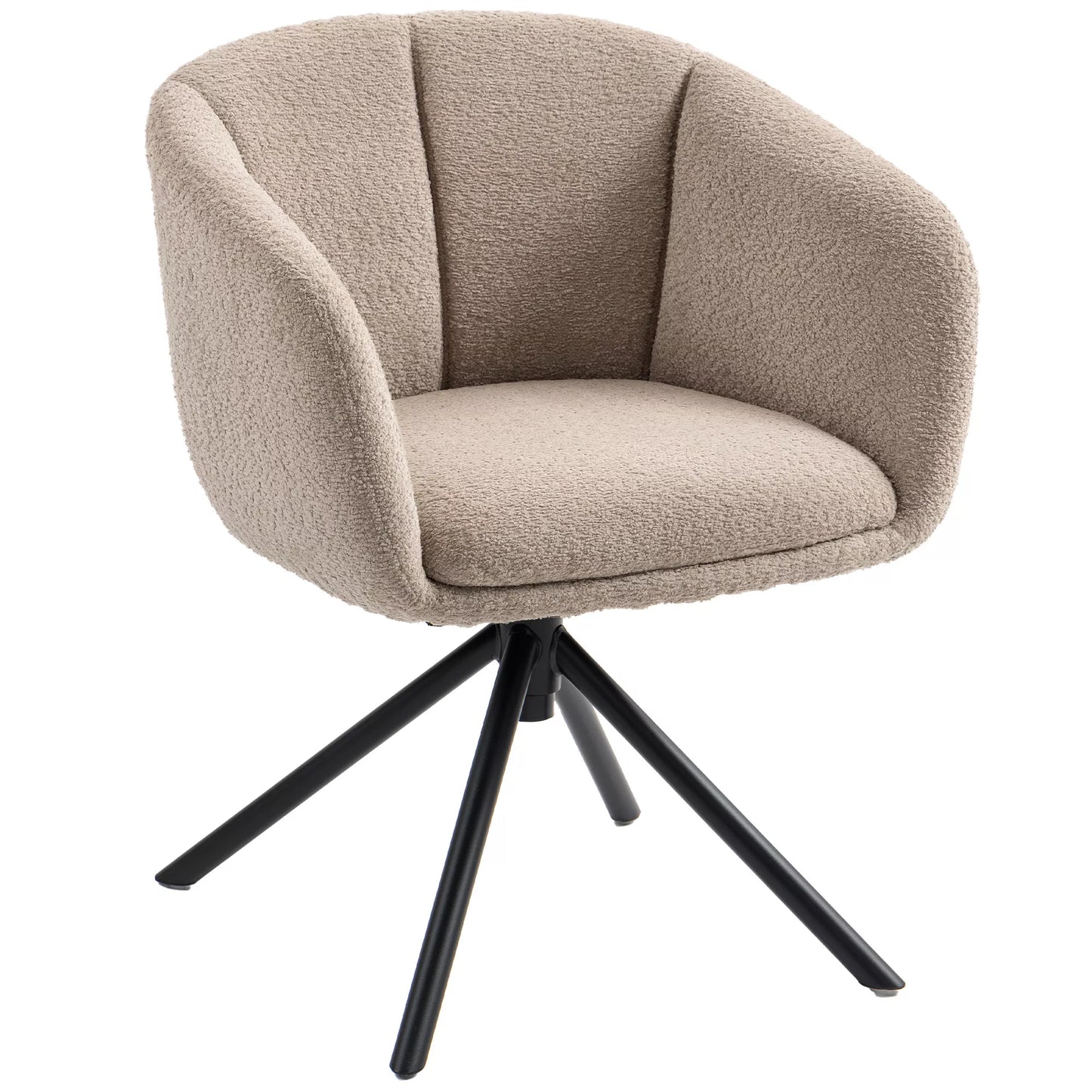 Fotelis, minkštasis krėslas su patogia sėdimąja dalimi, sukamasis, jaukus apmušalas, iki 120 kg, šviesiai rudas