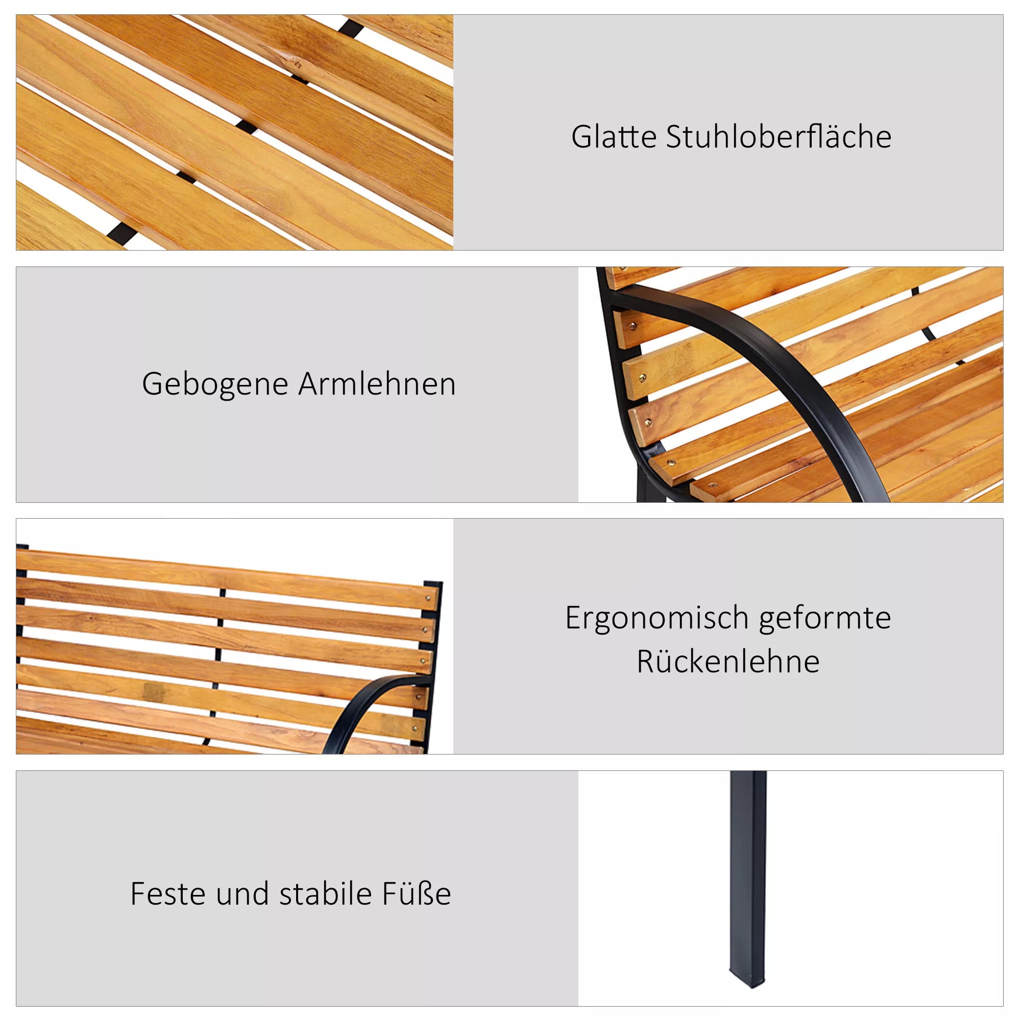 Sodo suolas Parko suolas 2 vietų Sodo plienas + pušies mediena Natūralus B122 x T60 x H83 cm