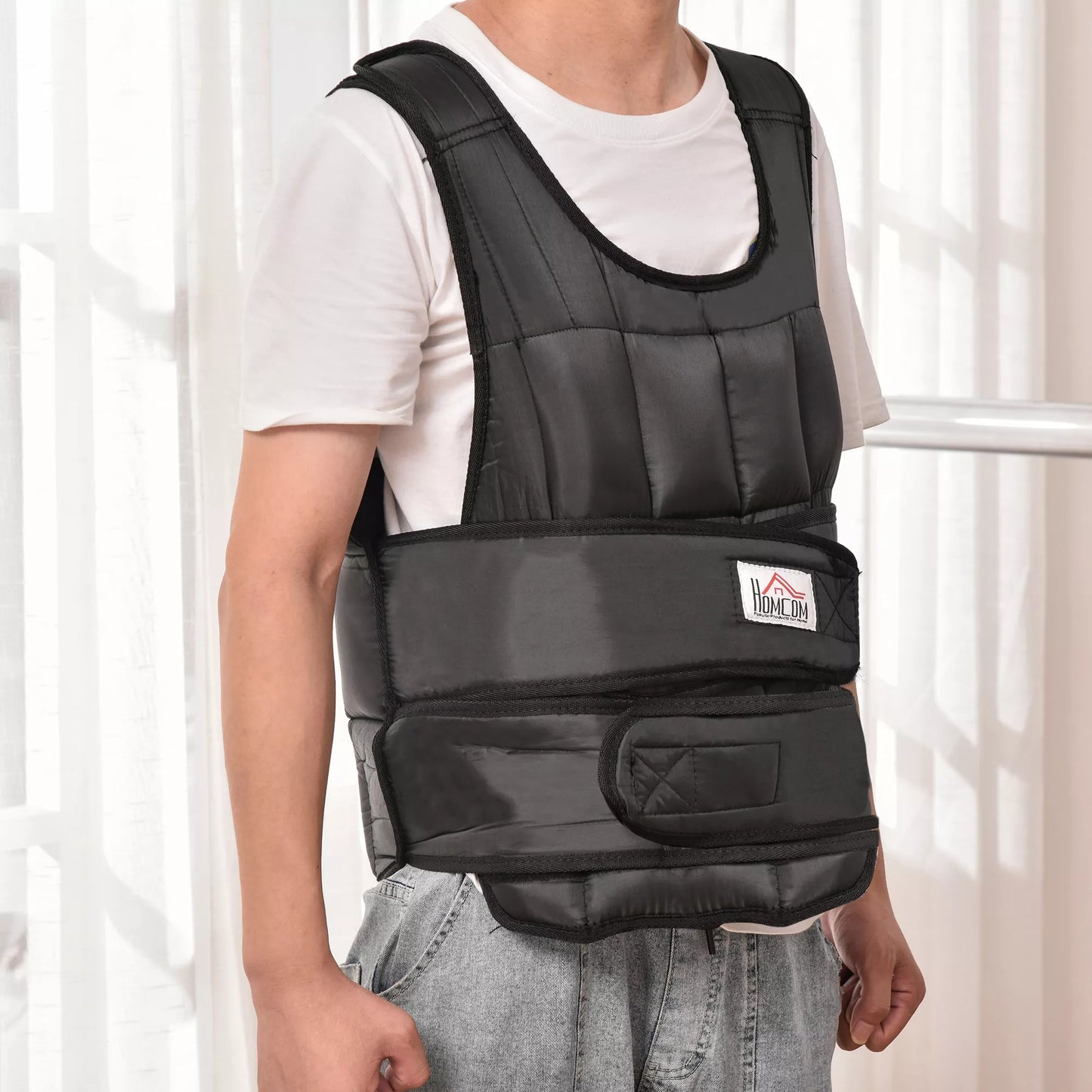 30 kg svorio liemenė Treniruočių liemenė su 35 svorio maišeliais Reguliuojama Jėgos treniruotės Fitnesas Oxford Metalas Juoda 60 x 50 cm