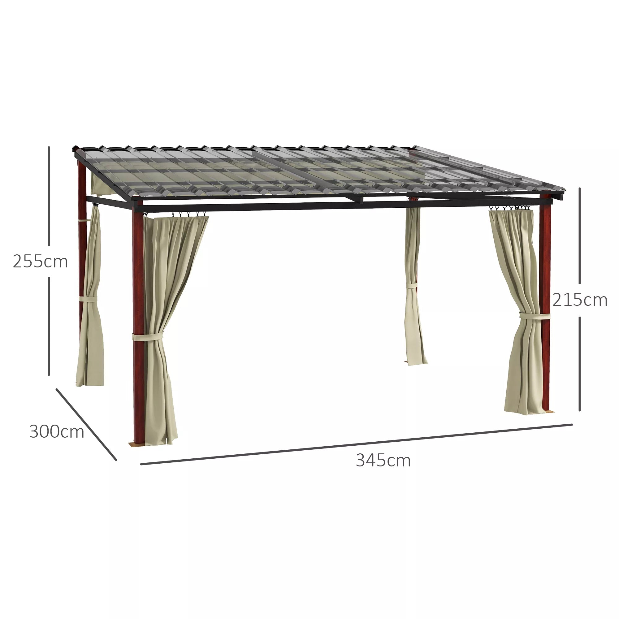 Sodo pergola, įleidžiama sodo pergola, atspari atmosferos poveikiui, su tvirtinimo medžiagomis, smėlio spalvos
