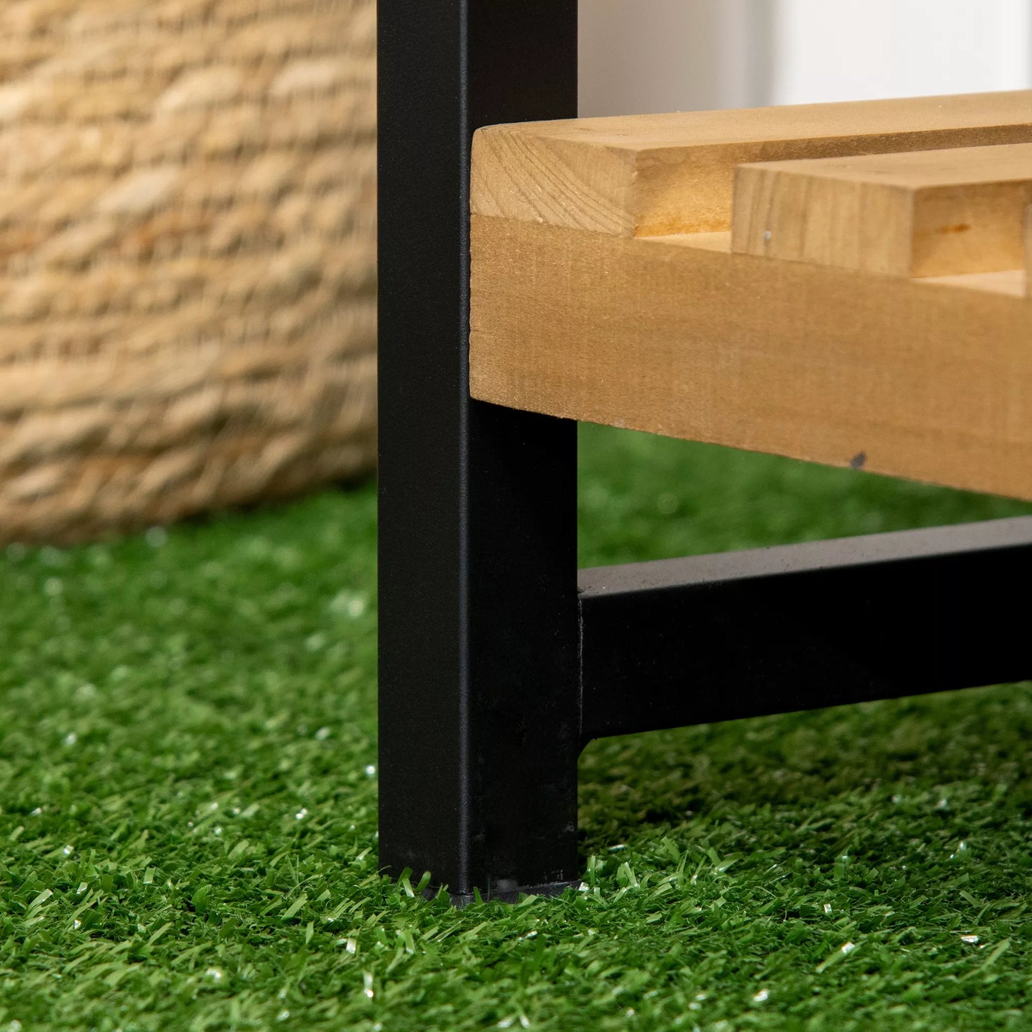 Augalų stovas su 3 pakopomis ir tvirtinimo kabliukais, gėlių laipteliai iš natūralaus medžio, 80 cm x 36 cm x 174 cm, natūrali spalva