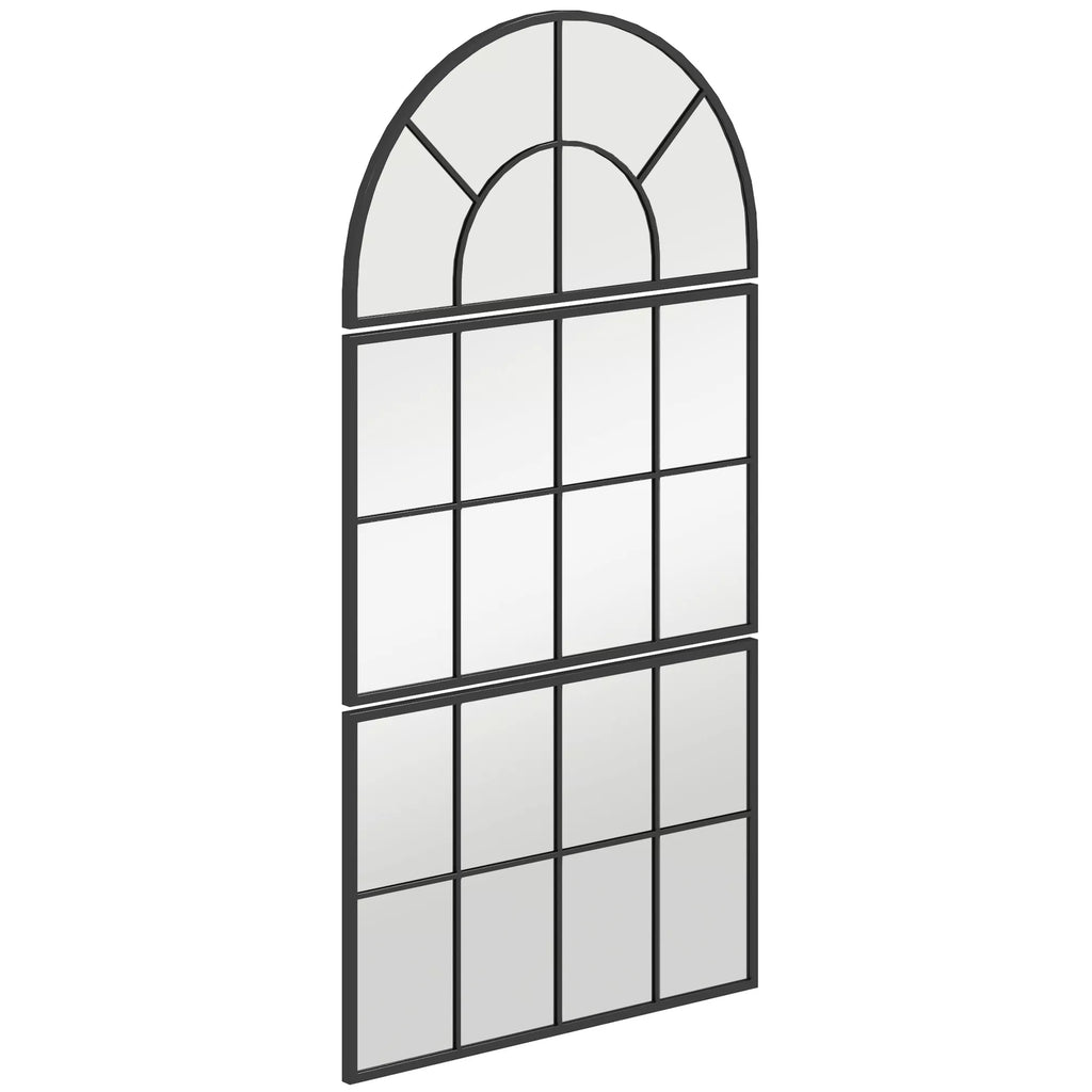 Sieninis veidrodis, lango veidrodis, trijų dalių, metalinis rėmas, 76 x 53 cm, juodas