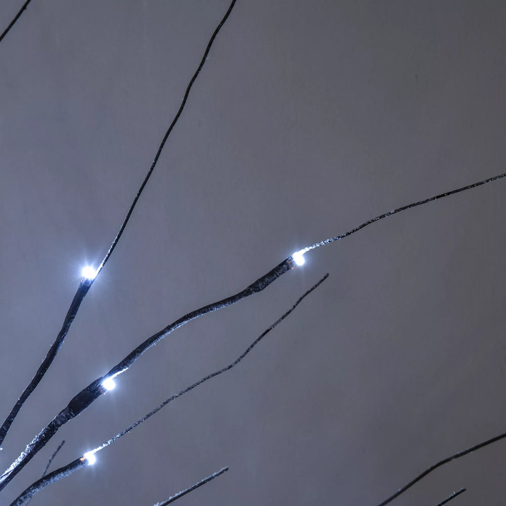 Dirbtinis beržas su LED apšvietimu, 96 šiltai baltos spalvos mikroskadinės LED lemputės, 150 cm, rudas